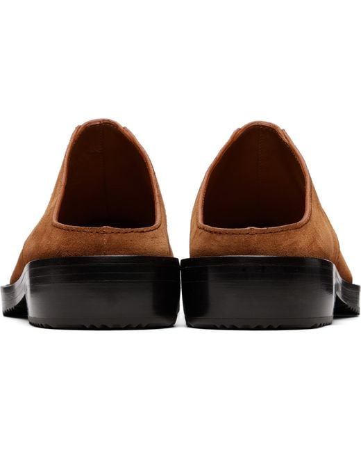 Dries Van Noten Brown Tan Suede Clog Loafers for men