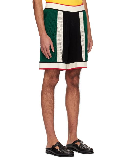 Casablancabrand Black Multicolour Striped Shorts for men