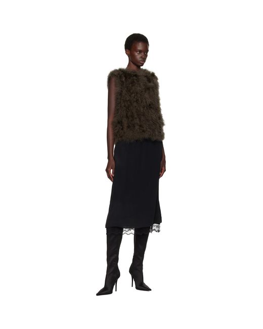Yves Salomon Black Cropped Feather Gilet Vest