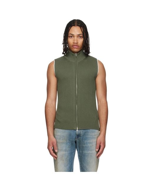MM6 by Maison Margiela Green Khaki Zip Vest for men