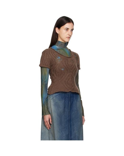 ANDERSSON BELL Blue Cap Sleeve Sweater Layered T-Shirt