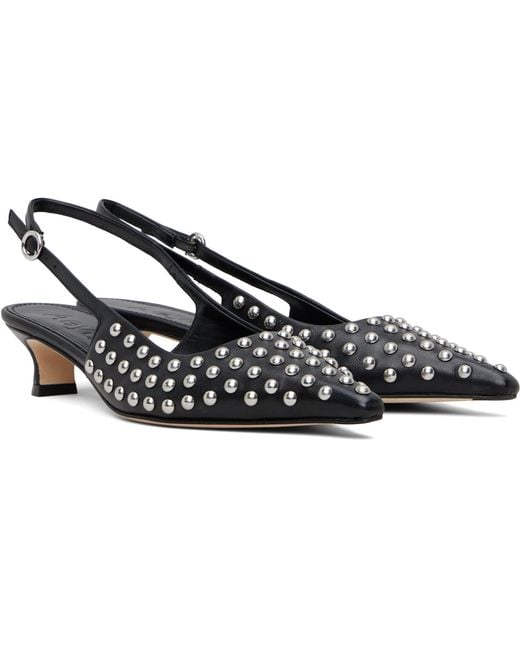 Aeyde Black Catrina Studded Slingback Heels