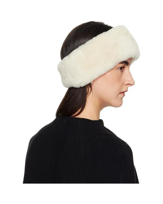 Totême Green Off- Double-Sided Shearling Headband