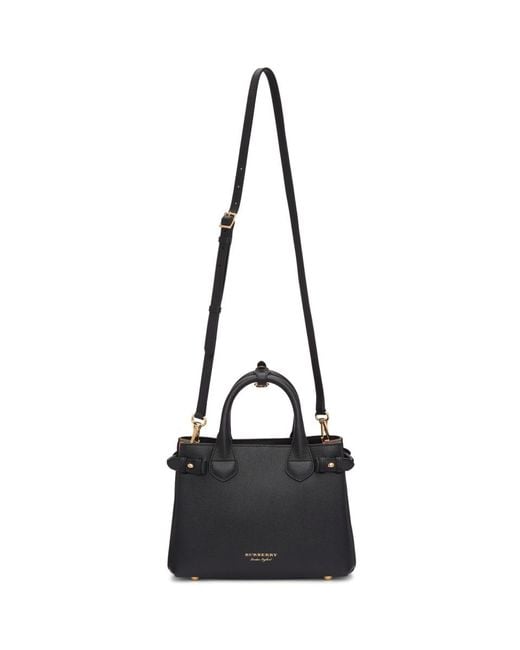 Burberry Leather Black Small Banner Tote | Lyst