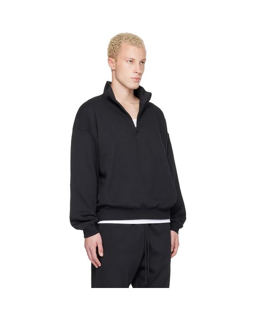 Skims Black Fleece Lounge Relaxed Quarter Zip Sweatshirt for men