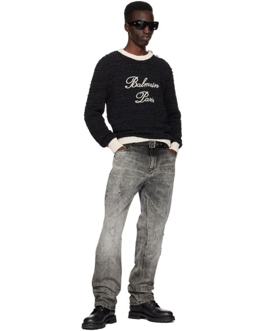 Balmain Black Embroide Sweater for men