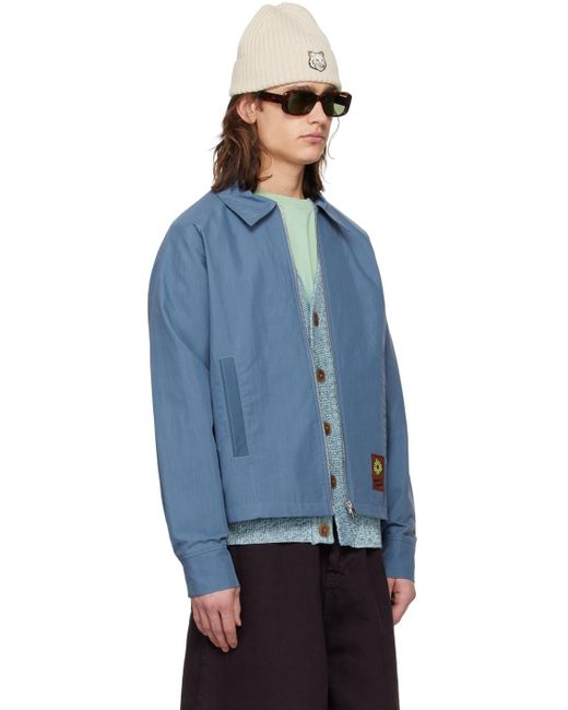 Maison Kitsuné Blue Zipped Jacket for men