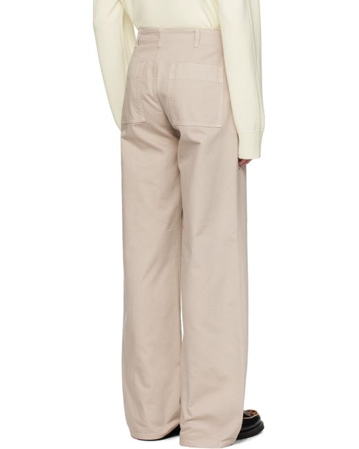 Husbands Natural Taupe Wide High-Waisted Trousers for men