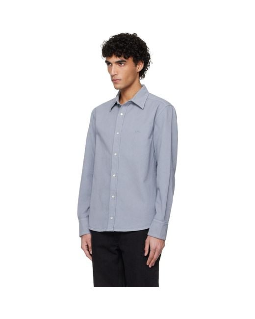 A.P.C. Gray Embroidered Overshirt for men