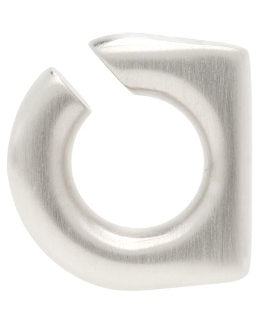Rick Owens White Round Prong Ear Cuff for men