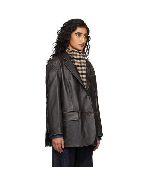 Weekend by Maxmara Black Pila Leather Blazer
