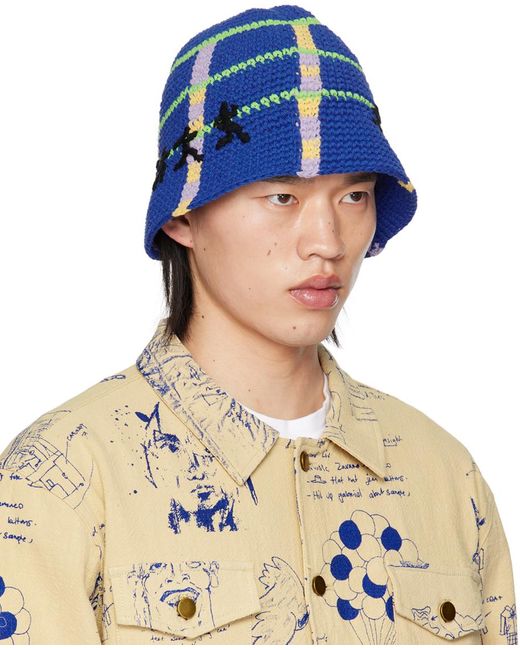 Kidsuper Blue Running Crochet Hat for men