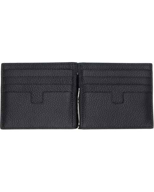 Tom Ford Black Grain Leather Money Clip Wallet for men