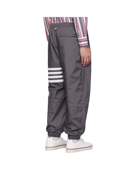 Thom Browne Black Shiny Ripstop 4-Bar Track Pants for men