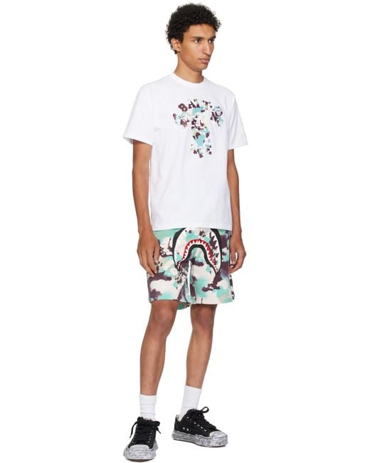 A Bathing Ape White Map Camo College Milo T-Shirt for men