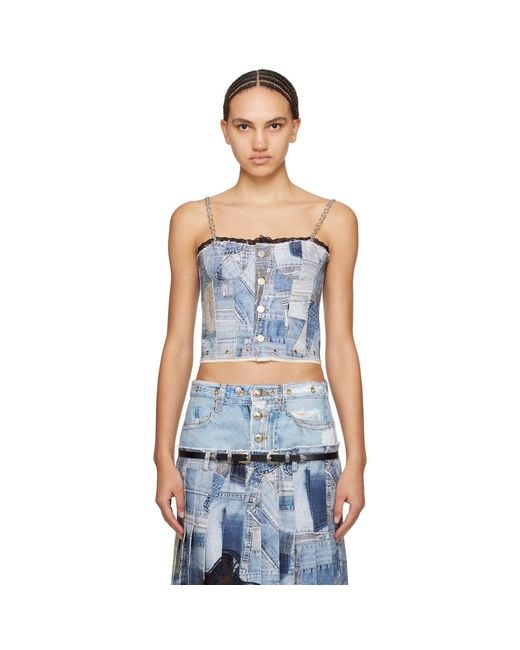 ANDERSSON BELL Black Trompe L'Œil Denim Tank Top