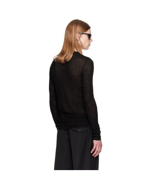 TONYWACK Black Sheer Wool Ribbed Knit Sweater for men
