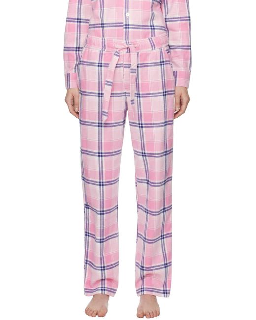 Tekla チェック パジャマパンツ Pink