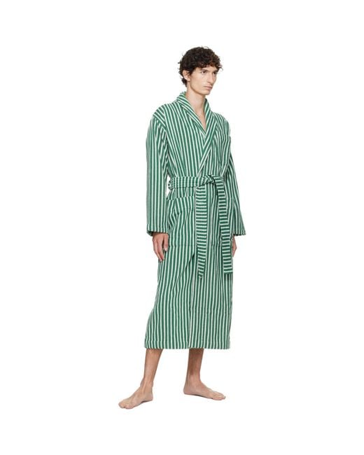 Tekla Green Terry Classic Bathrobe for men