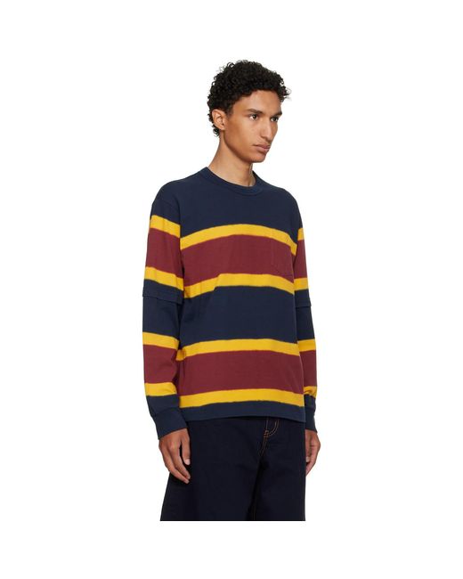 Sacai Black Burgundy Chusen-Dyed Cotton Jersey T-Shirt for men