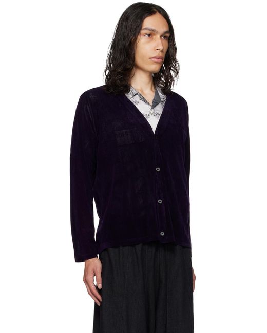 Needles Blue Purple Embroidered Cardigan for men