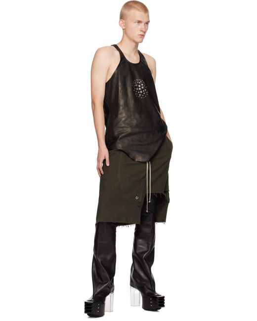 Rick Owens Black Porterville Orb Leather Tank Top for men