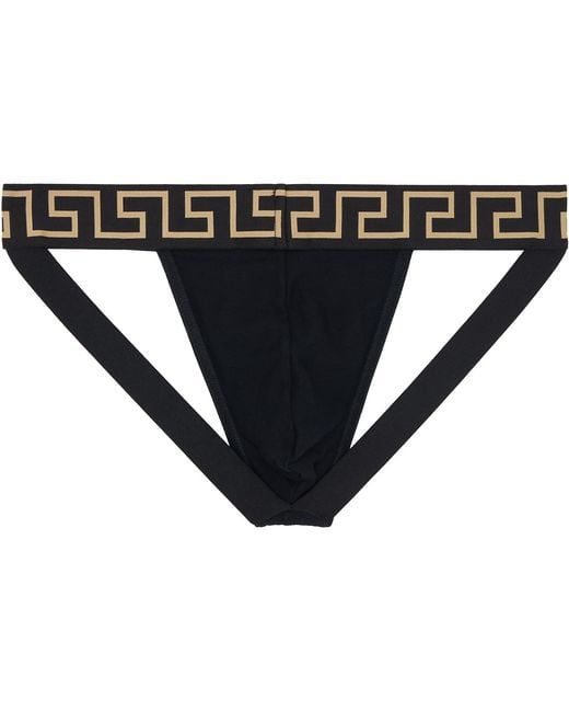 メンズ Versace ブラック Cotton-Jersey ジョックストラップ Black
