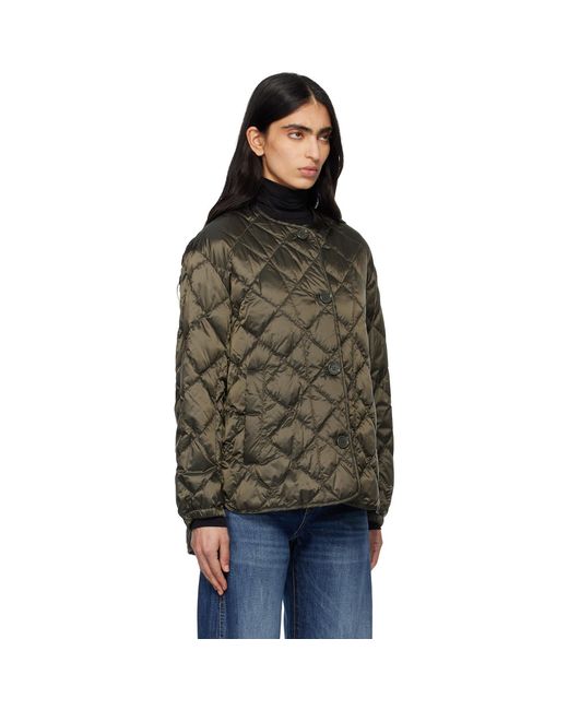 Max Mara Black Khaki Soft Quilted Down Jacket