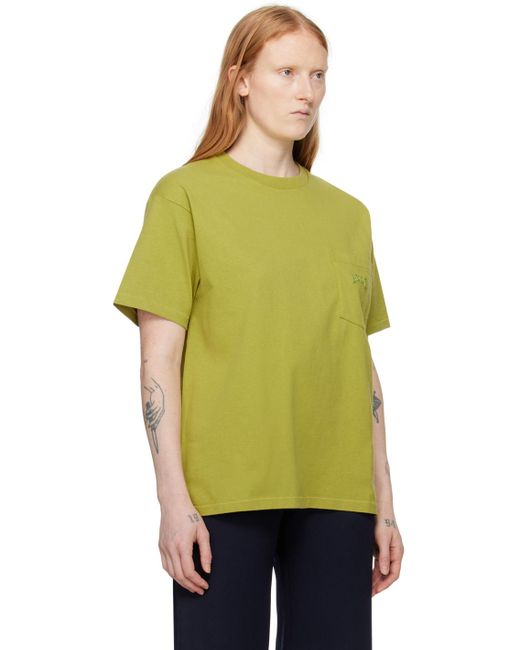 T-shirt vert à logo brodé Bode en coloris Yellow