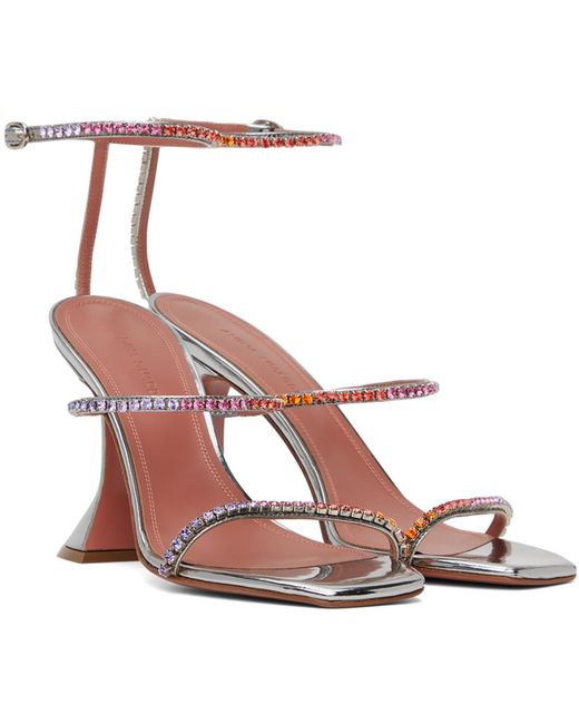 AMINA MUADDI White Silver Gilda Heeled Sandals