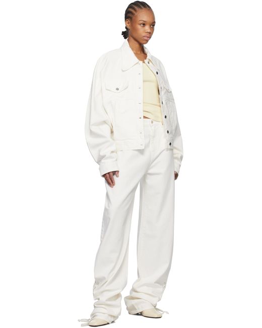 Monot White Baggy Laced Up Jeans