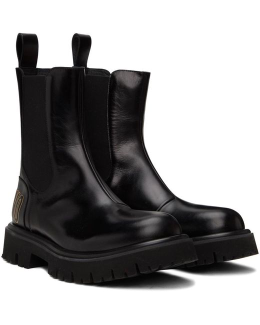 Moschino Black Combat Chelsea Boots for men