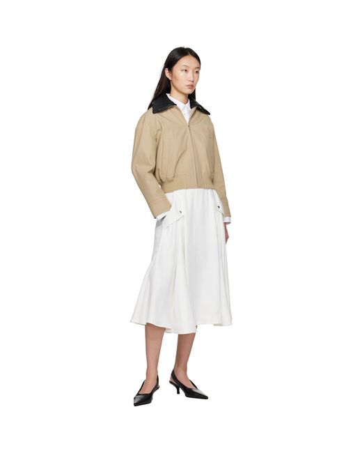 Bottega Veneta White Off- Viscose Pleated Midi Skirt