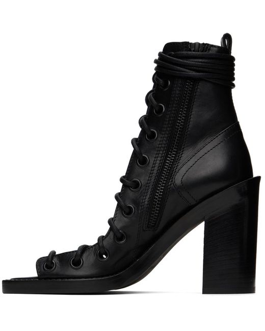 Ann Demeulemeester Black Lace-up Heeled Sandals