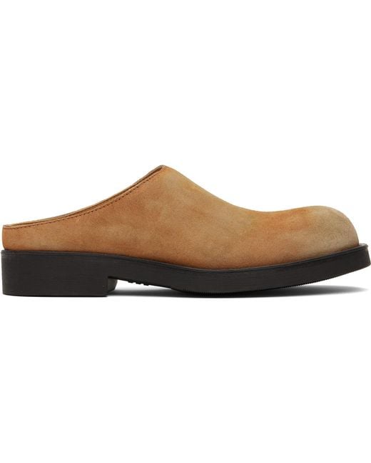 MM6 by Maison Margiela Brown Tan Washed Suede Biker Mule Loafers for men