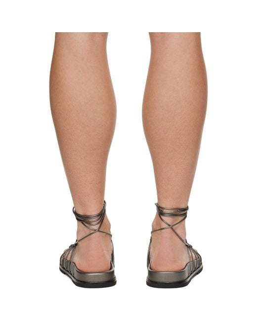 Rick Owens Brown Gunmetal Hollywood Web Granola Sandals