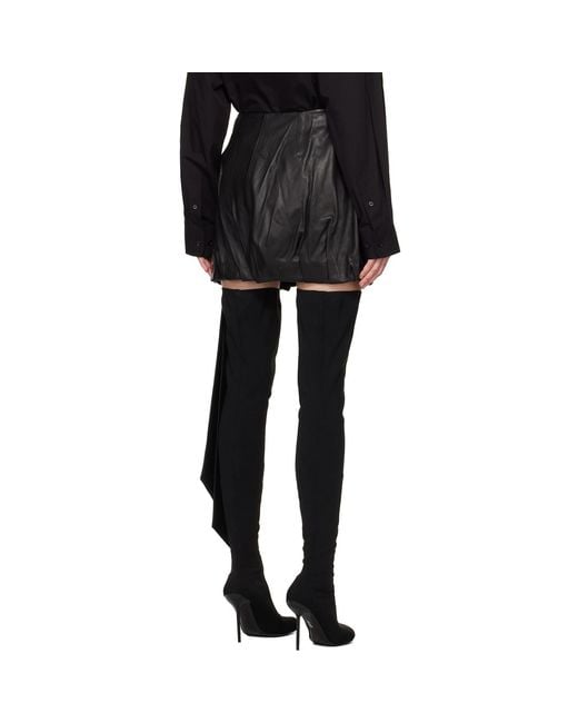 Helmut Lang Black Ballooned Leather Miniskirt