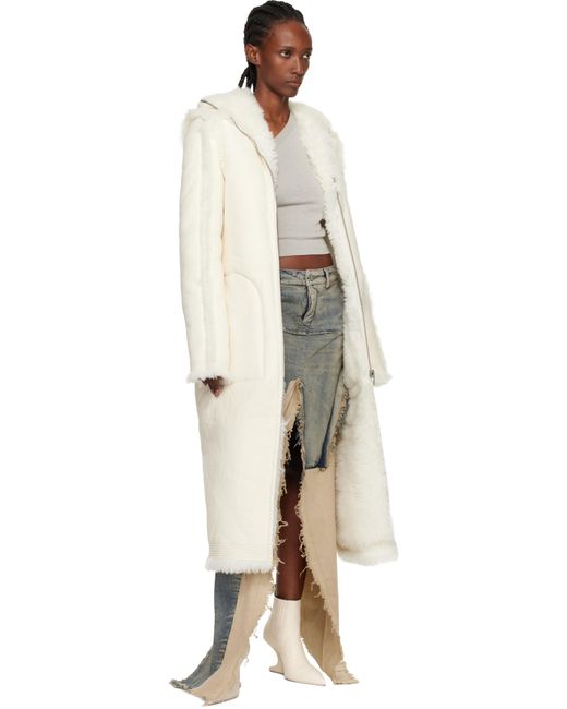 Rick Owens Black Off- Concordians Klaus Reversible Shearling Coat