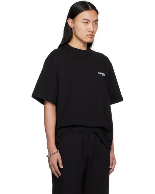 メンズ we11done ブラック Wave Logo Tシャツ Black
