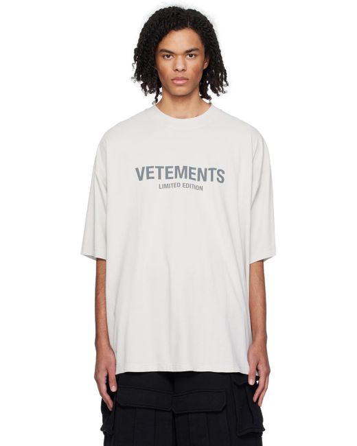 Vetements White Gray 'limited Edition' T-shirt for men