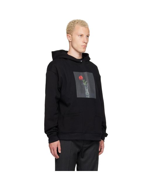 Ernest W. Baker Black Rose Print Hoodie for men