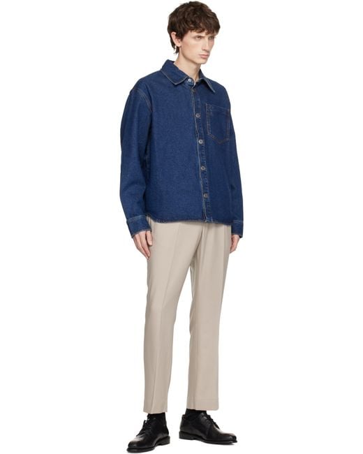 メンズ AMI ブルー Ami De Coeur コットン デニム オーバーシャツ Blue