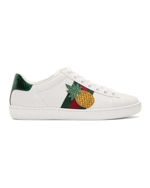 Gucci White Pineapple & Ladybug Ace Sneakers
