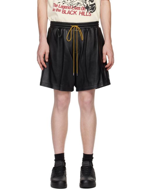 Rhude Black Leather Shorts for men