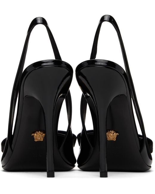 Versace ブラック Gianni Ribbon 110Mm スリングバックヒール Black