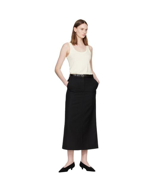 Totême  Black Slim Croco-Embossed Belt