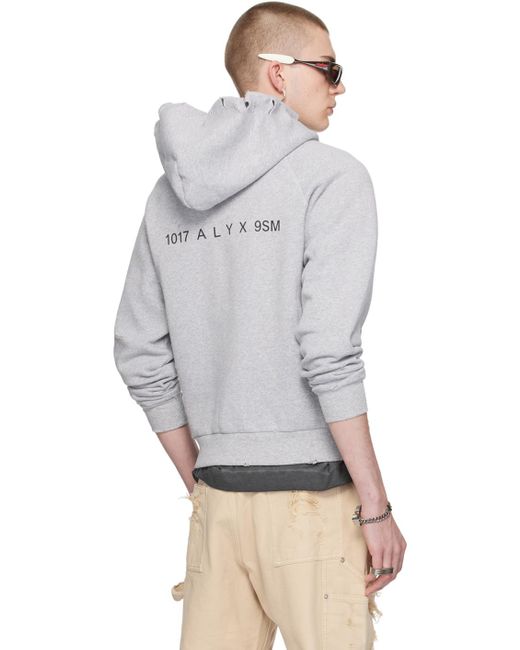 1017 ALYX 9SM Gray Distressed Hoodie for men