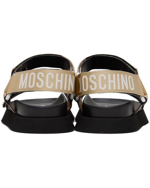 Sandales et noir à plateforme et à brides à logo Moschino en coloris Black