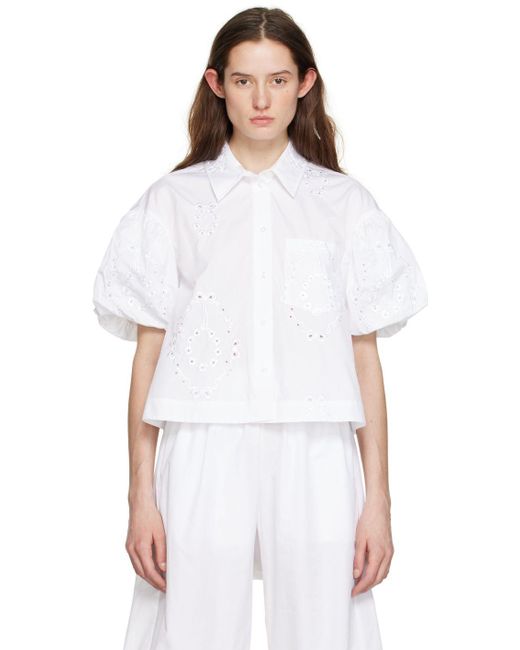 Simone Rocha White Puff Sleeve Shirt | Lyst