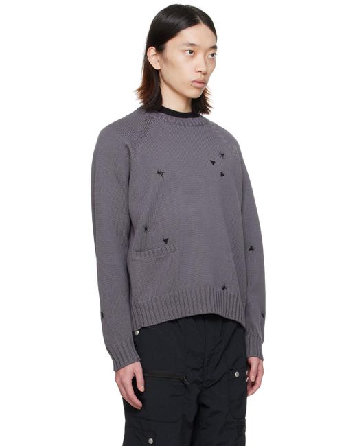 Undercover Gray Embroide Sweater for men